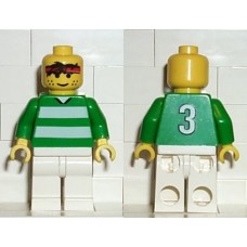 soc016 Soccer Player Green & White Team #3 on Back